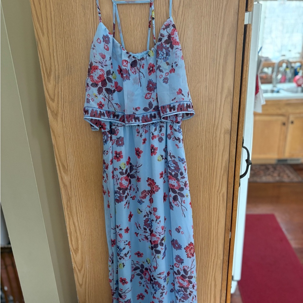 Princess Vera Wang Light Blue Floral Maxi Dress